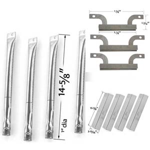 Replacement Repair Kit For Brinkmann 810-1415-F, 810-1420-1, 810-1450-1, 810-9400-0, Pro series 810-9400-0 BBQ Gas Grill Includes 4 Stainless Burners, 4 Stainless Heat Plates and 3 Carryover Tubes